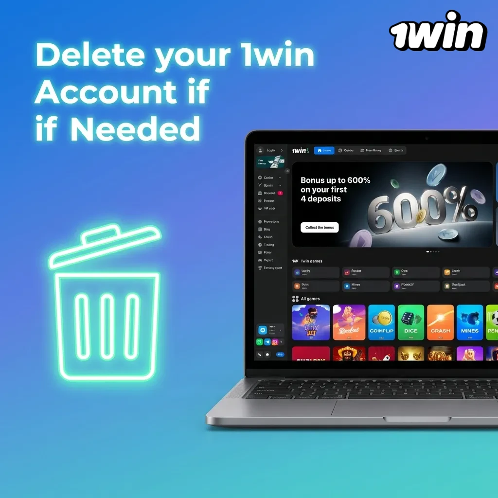 Process to delete a 1win account by contacting customer support.