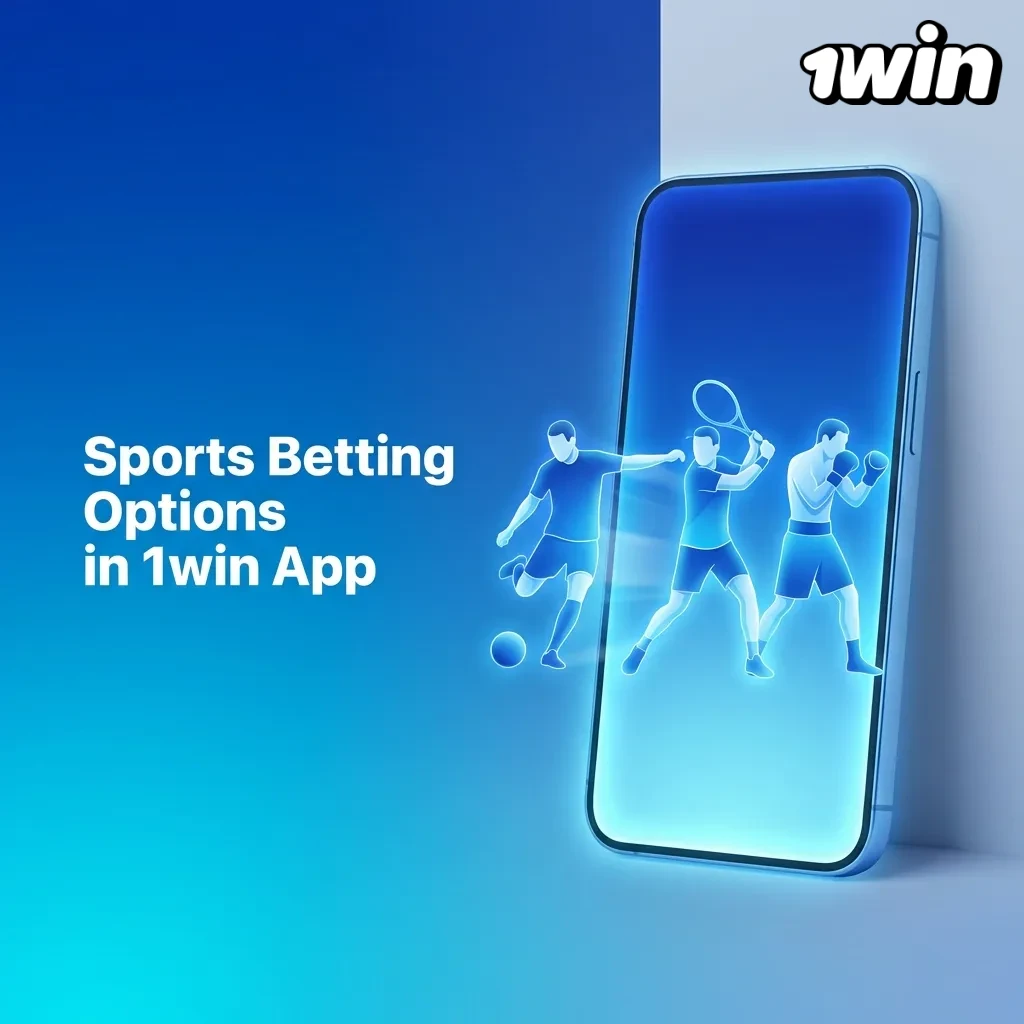 1win app interface displaying sports betting options for Cricket, Football, and Esports.
