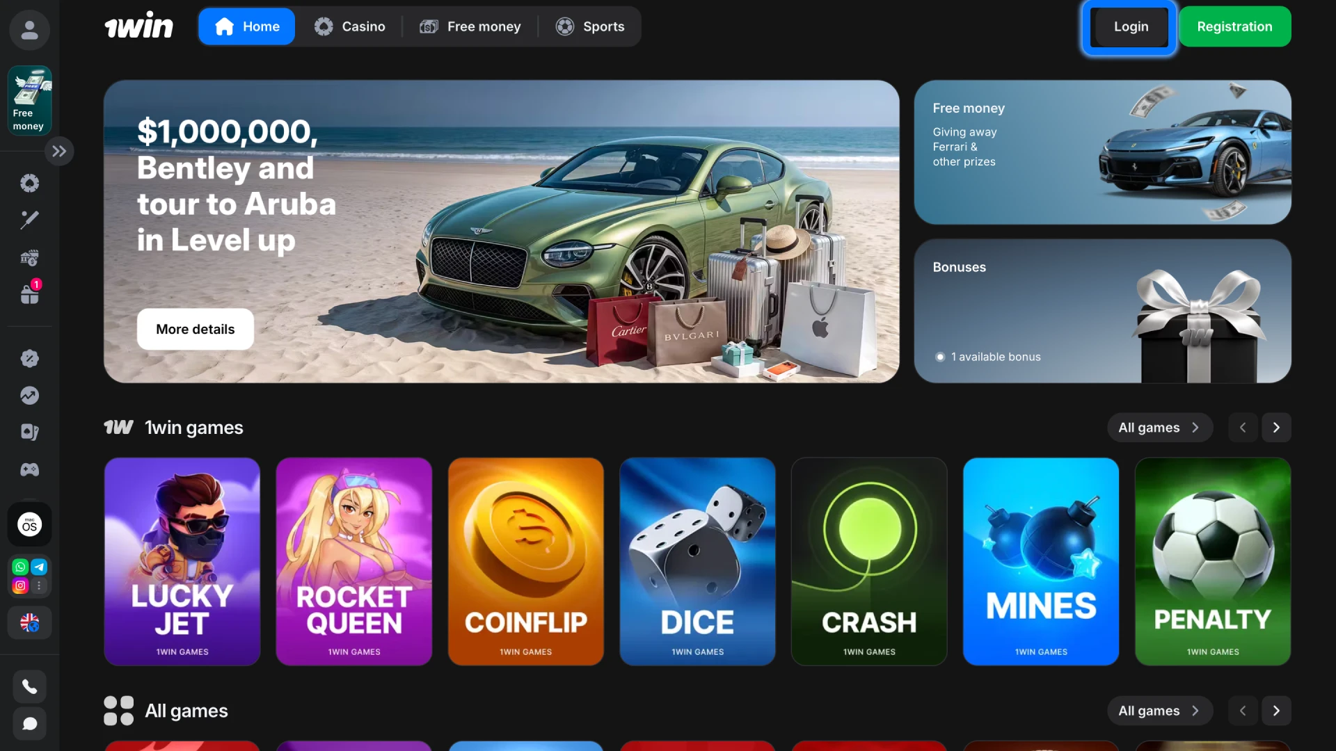 Click the login button on the 1win website header to access your account securely.